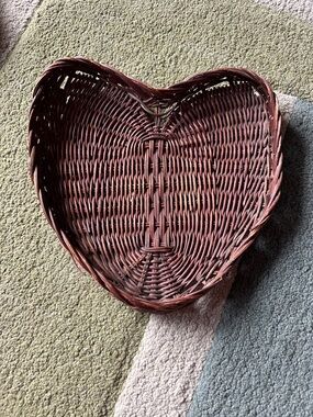 Woven Heart-Shaped Decorative Basket - Brown- approximately 12” tall x 10” wide